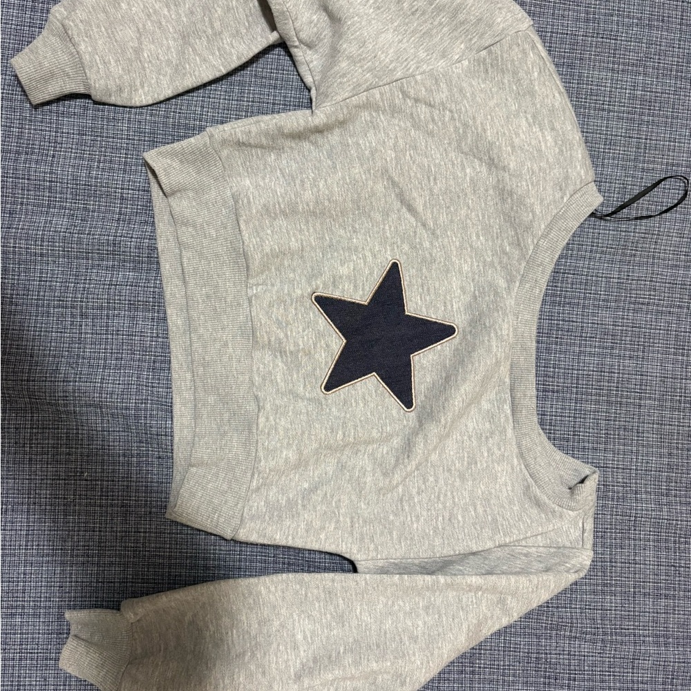 Forever 21 Gray and Black off the shoulder Sweatshirt